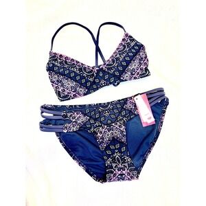 Xhilaration Paisley Scoop Bikini Set  -  size XS NWT